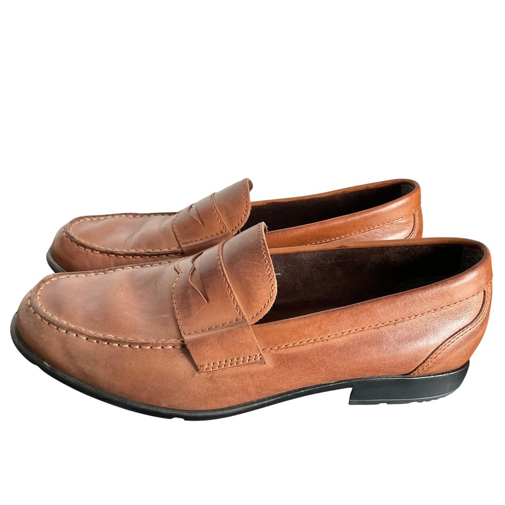 Rockport Mens Cognac Leather Penny Loafer M76444 Brown Dress Shoes Size 10 M